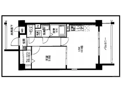 プロニティ空港前(1LDK/2階)の間取り写真