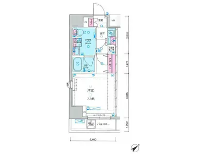 ジェノヴィア新宿中落合スカイガーデン(1K/9階)の間取り写真