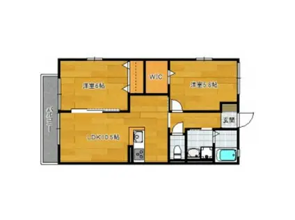 ソレイユ朝日(2LDK/2階)の間取り写真