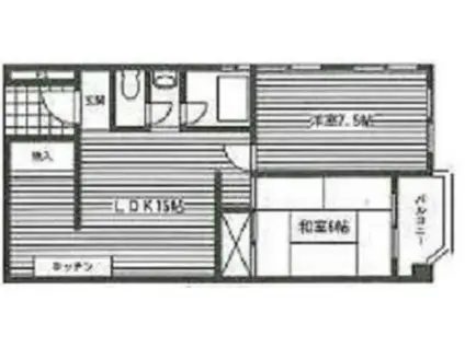 徳殿パークマンション(2LDK/2階)の間取り写真