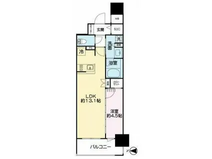 レーベン熊本駅レクシア(1LDK/10階)の間取り写真