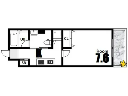 ジェイシティ八丁堀(1K/3階)の間取り写真