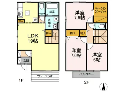 サニーハイツ B(3LDK/1階)の間取り写真