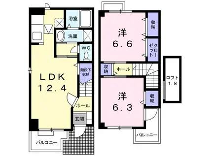 ビック シャイン 21(2LDK/1階)の間取り写真