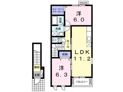ヌーベルエトワールI(2LDK/2階)の間取り写真
