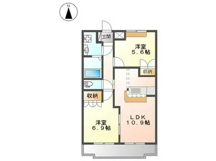 ストークコーポ大津茂(2LDK/2階)の間取り写真