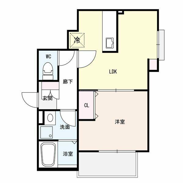 KEYビレッジ東鳴尾(1LDK/3階)の間取り写真