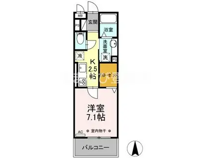 クインシー18(1K/3階)の間取り写真