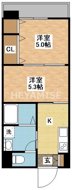 スカイコート西山(2K/5階)の間取り写真