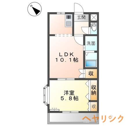 エスポアハイム弐番館(1LDK/2階)の間取り写真