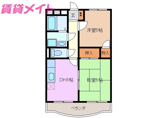 レジデンス菰野(2DK/1階)の間取り写真