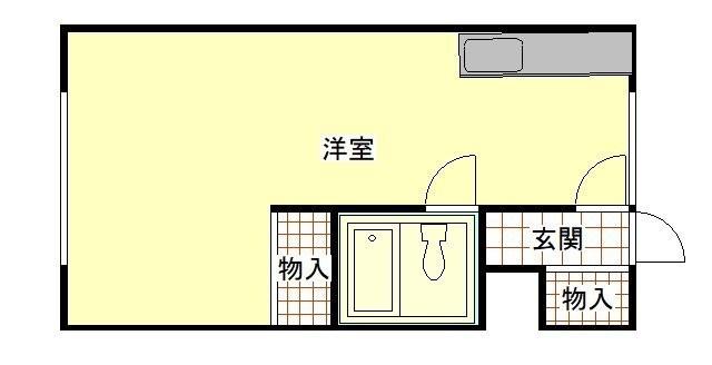秋山ハイツ2(ワンルーム/1階)の間取り写真
