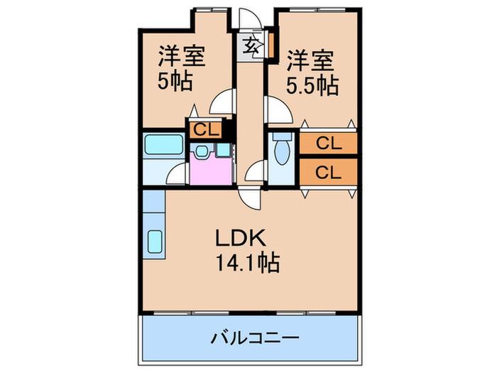 阪神ハイグレードマンション12番館(2LDK/6階)の間取り写真