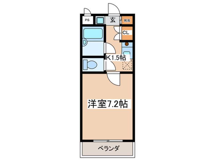 ハイヴィラ東海(1K/1階)の間取り写真