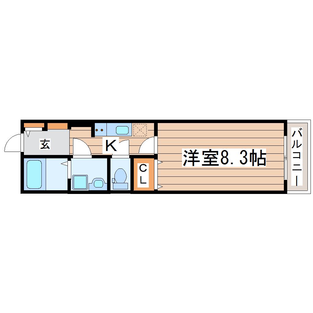 アスコット名取駅西(1K/2階)の間取り写真