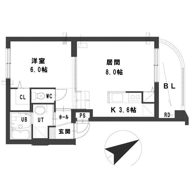 グランメール 栄通8A(1LDK/1階)の間取り写真