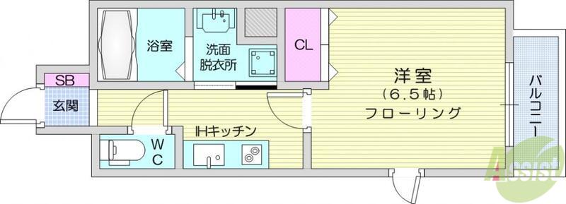 LIVE CASA 仙台長町(1K/8階)の間取り写真