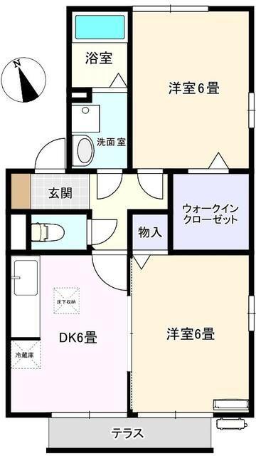 第五グリーンハイムアライ(2DK/1階)の間取り写真