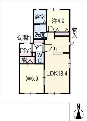 ディアス&ディアス(2LDK/1階)の間取り写真