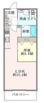 ラ・テール(1LDK/4階)の間取り写真