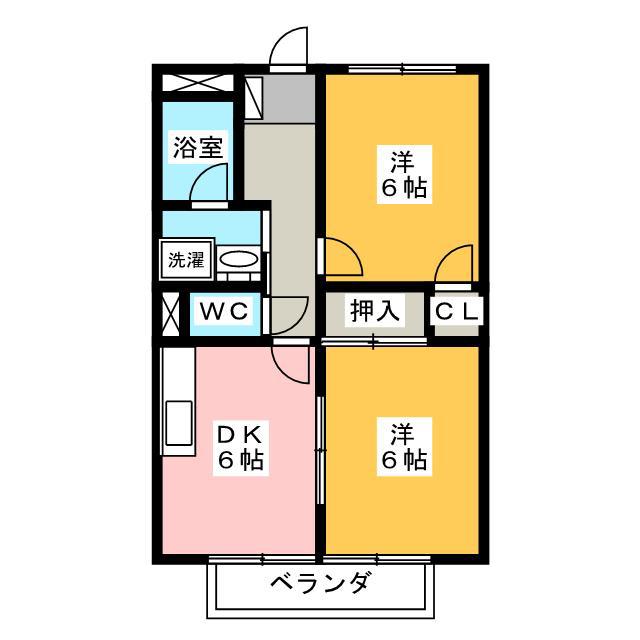 クレセール越野 A棟(2DK/1階)の間取り写真