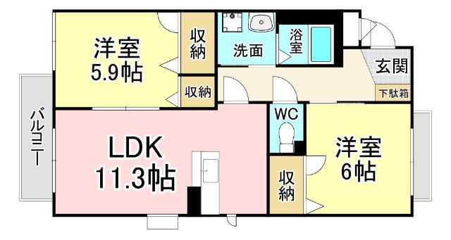 シャーメゾンJ・K(2LDK/3階)の間取り写真