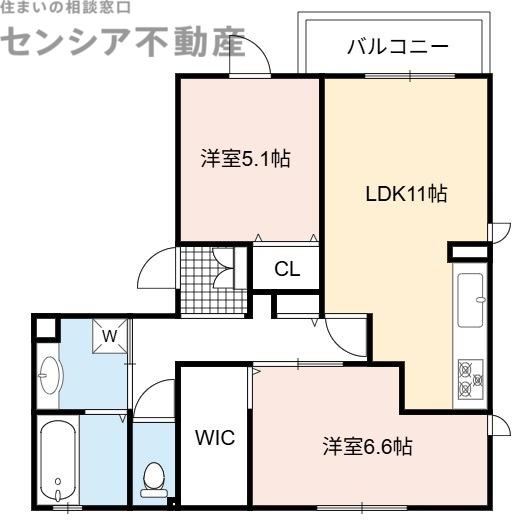 フローラ(2LDK/3階)の間取り写真