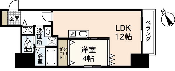 京橋町レジデンス広島駅前通(1LDK/6階)の間取り写真
