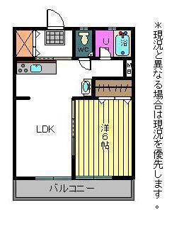 ハビテーションパール(1LDK/3階)の間取り写真