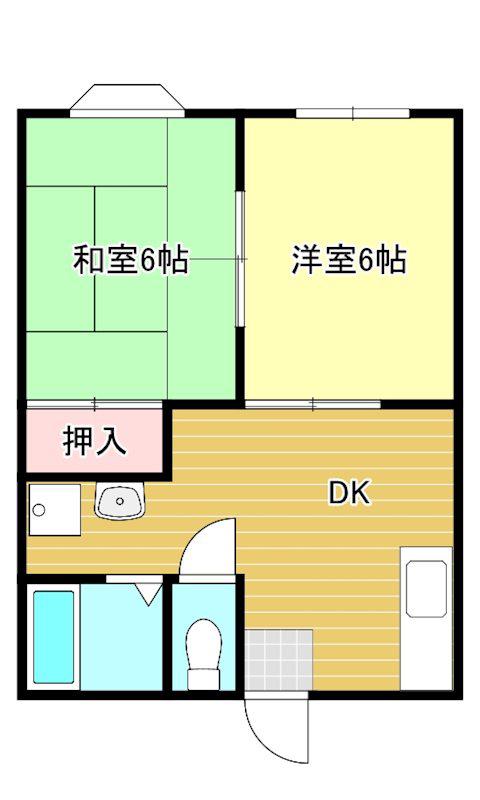 ストークフォーレスト H棟(2DK/2階)の間取り写真