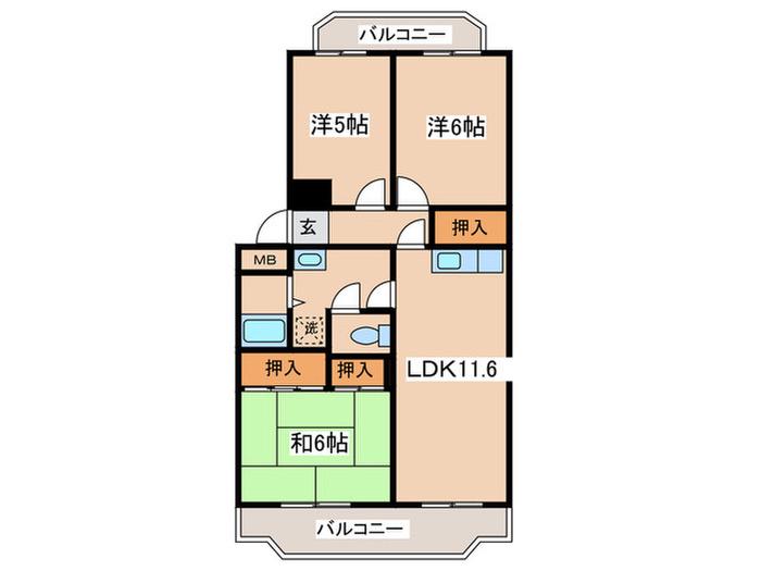 エメロード湘南(3LDK/2階)の間取り写真