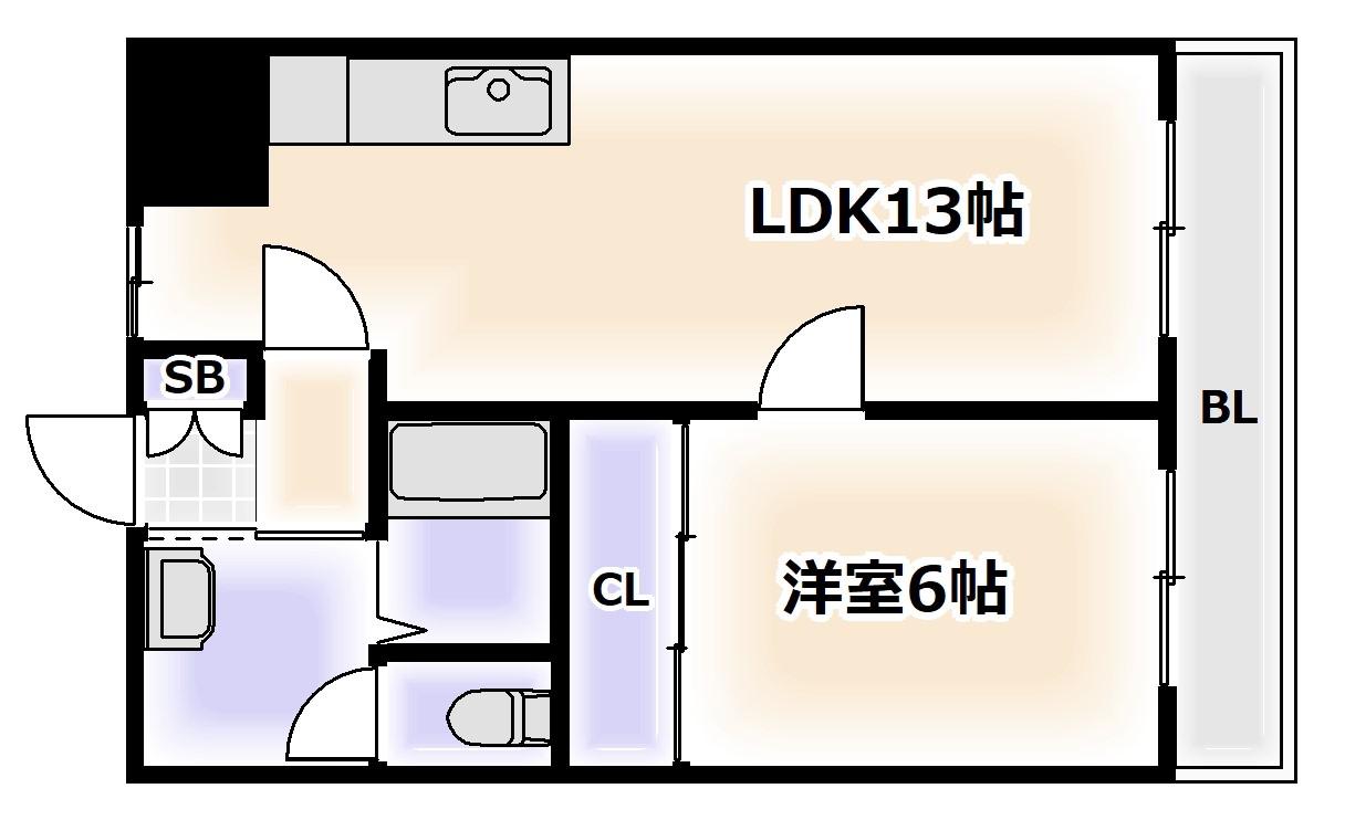 DAIKOマンション(1LDK/6階)の間取り写真