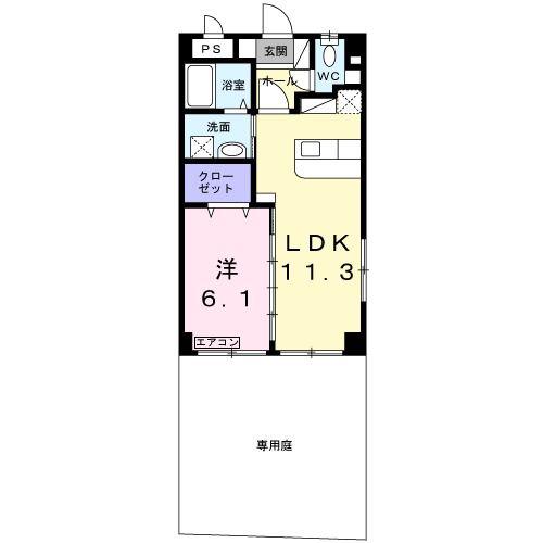 サニーレジデンス(1LDK/1階)の間取り写真