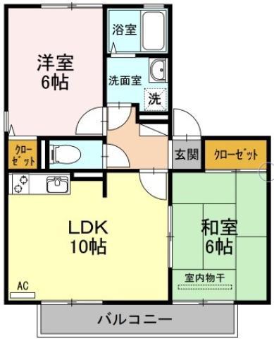 フルールメゾンA(2LDK/2階)の間取り写真