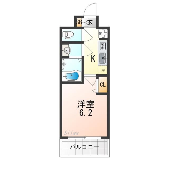 プレサンスTHE KYOTO 新町通(1K/2階)の間取り写真