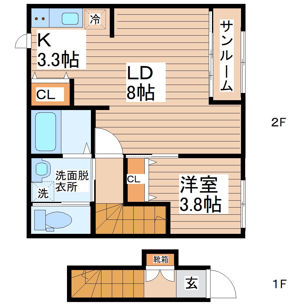 サファールYII(1LDK/2階)の間取り写真