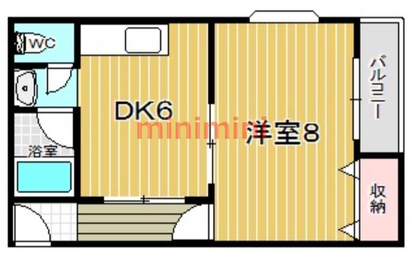 ガーデンパレス茨木(1DK/4階)の間取り写真