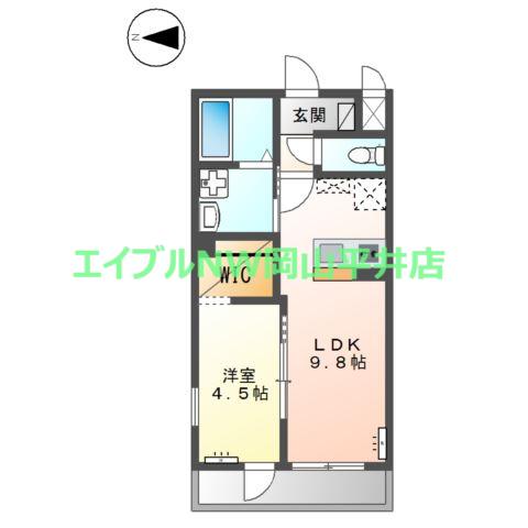 グレイスフル(1LDK/2階)の間取り写真