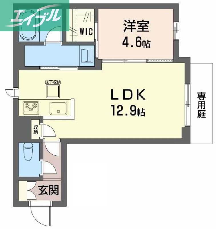ユーグレイス東島田(1LDK/1階)の間取り写真