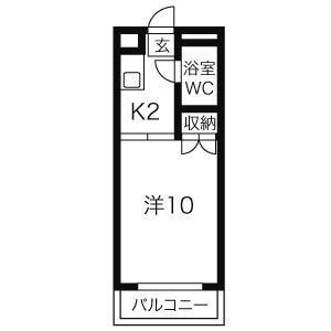 ラッキーキャット(1K/6階)の間取り写真