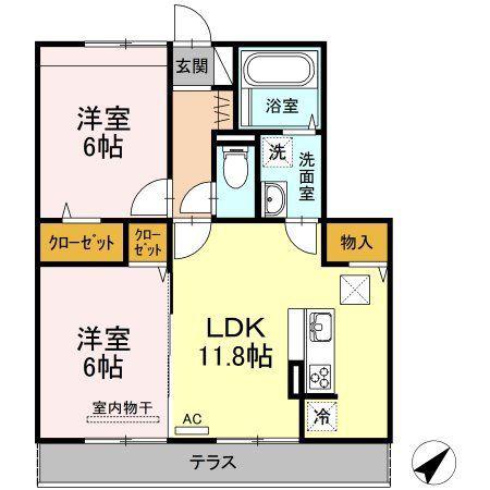 JR長崎本線 佐賀駅 徒歩18分 2階建 築9年(2LDK/2階)の間取り写真
