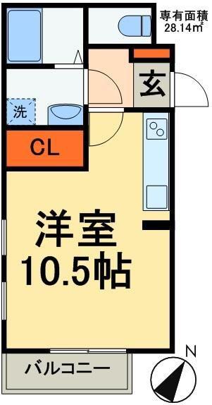 千葉都市モノレール 天台駅 徒歩4分 3階建 築21年(ワンルーム/1階)の間取り写真