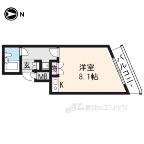DETOM-1今出川通(1K/3階)の間取り写真