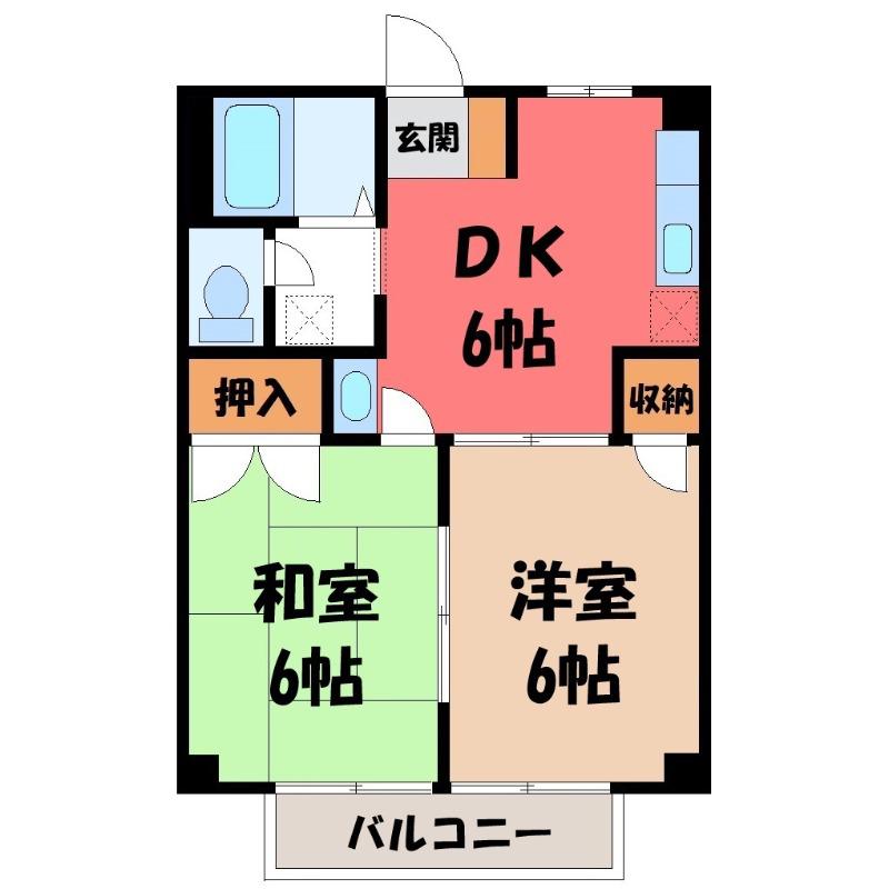 ヴェルドミール渉(2DK/1階)の間取り写真