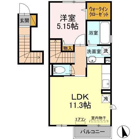 カサブランカ・ハウス(1LDK/2階)の間取り写真