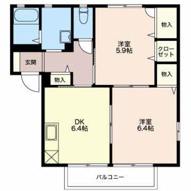 シャーメゾンランブルF(2DK/2階)の間取り写真