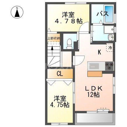 プワールB(2LDK/2階)の間取り写真