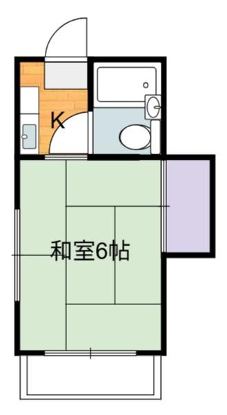 第2もとざかやハイツ(1K/1階)の間取り写真