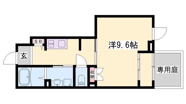 エコハウス栄華(1K/1階)の間取り写真