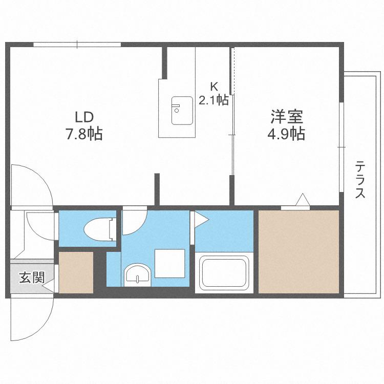 ブランシャール円山医大前(1LDK/1階)の間取り写真
